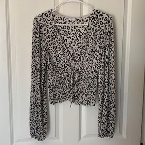 Zara black and white leopard top size S
